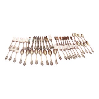 1960s Wallace Grande Baroque Sterling Silver Flatware Set- 52 Pieces For Sale