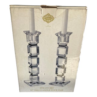 Godinger Shannon Crystal Candlesticks – Set of 2 For Sale