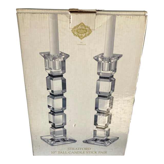 Godinger Shannon Crystal Candlesticks – Set of 2 For Sale