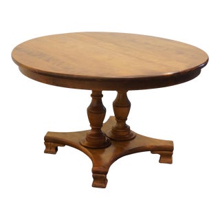 Temple Stuart Solid Hard Rock Maple Colonial Style 48" Round Pedestal Dining Table For Sale