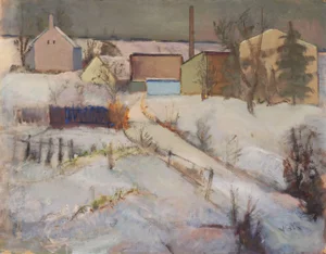 'Snowy Landscape With Farm Buildings' by Victor Kühnel, 1942, Charlottenborg