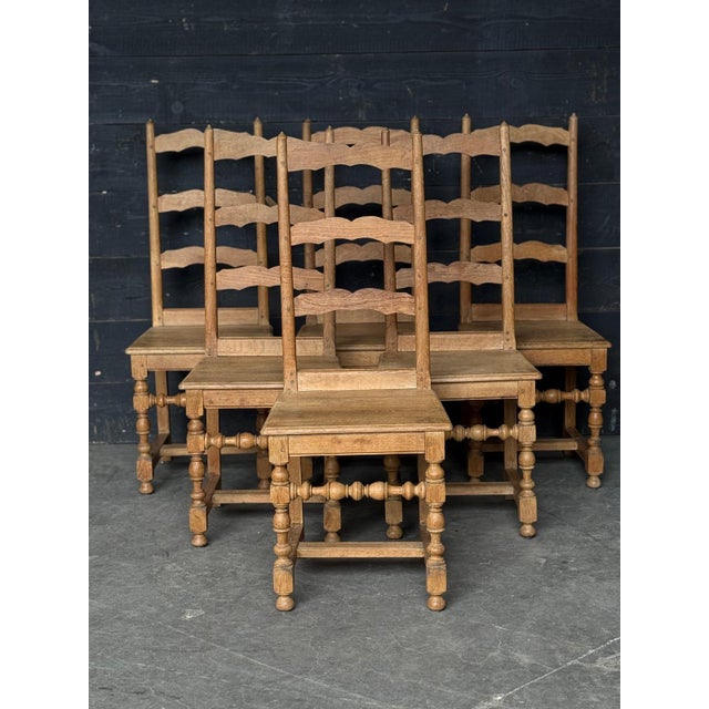 Oak Farmhouse Dining Chairs, 1920, Set of 6 For Sale - Image 3 of 9