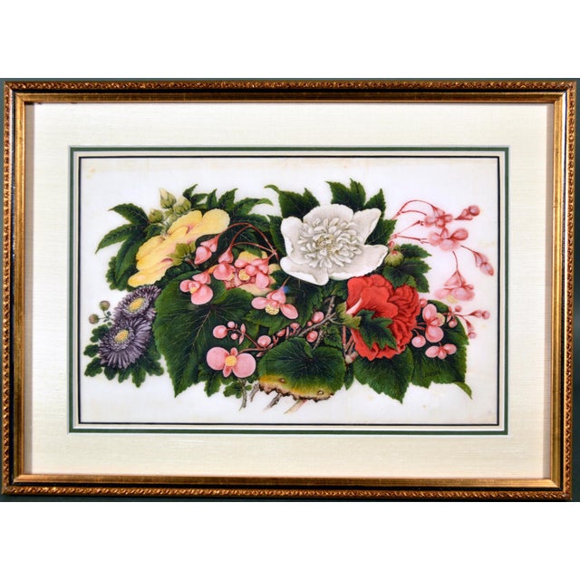 Sunqua China Trade Pith Paper Paintings, Set of Six Still Lifes of Fruit, Vegetables and Flowers Chinese, Canton, Mid-19th...