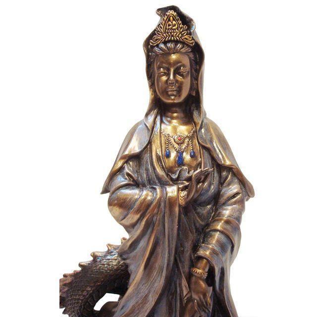 Asian Quan Yin & Dragon Statue Chairish
