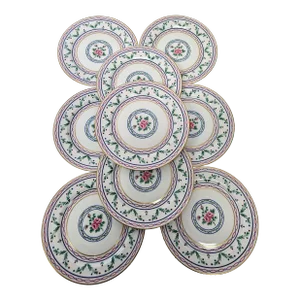 Beautiful Set of Hand Painted Small Plates by A. Vignaud Limoges Set of 8