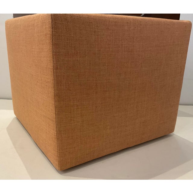 Unique Norwalk Modern Clay Linen Tray/Storage Jeeves Ottoman, recessed casters, showroom floor samples