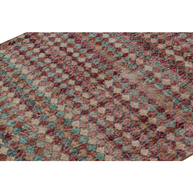 Rug & Kilim 1960s Vintage Zeki Müren Art Deco Rug With Geometric Patterns For Sale - Image 4 of 7