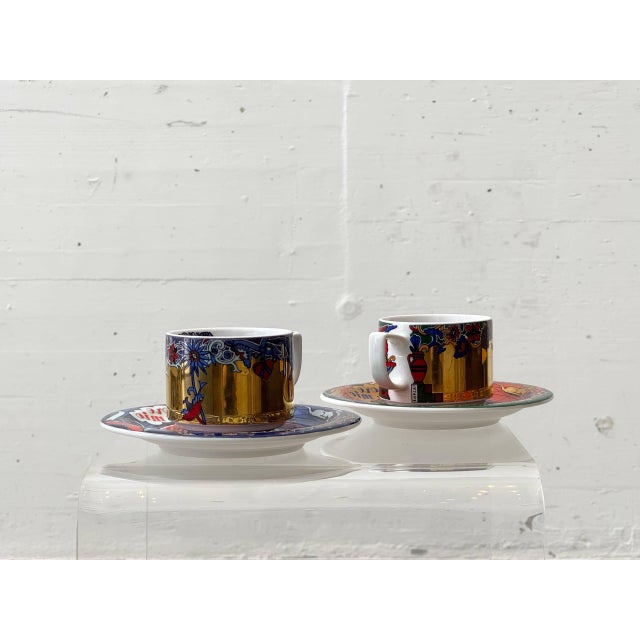 Vintage Swiss Tête-À-Tête Cup Set for Lovers from Bopla! Porcelain Factory Langenthal, Switzerland, 1990s, Set of 4 For Sale - Image 12 of 12