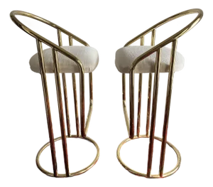Vintage Bar Stools Tubular Gold by American of Martinsville - A Pair