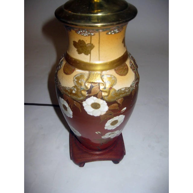 Japanese 19th century Satsuma Porcelain Vase Table Lamp For Sale - Image 3 of 10