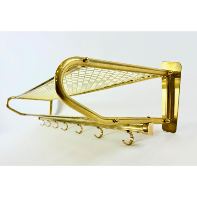 Mid-Century Modern Large Mid-Century Modern Brass Wall-Mounted Coat Rack, 1950s For Sale - Image 3 of 17