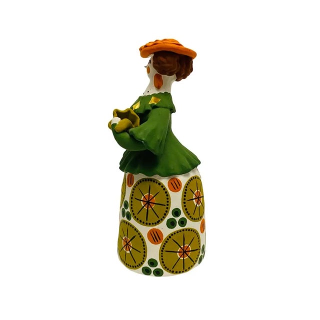 Vintage Russian Dymkovo Doll Female Folk Art Pottery | Chairish