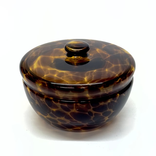 Chocolate & Honey Tortoiseshell Decorative Glass Vessel Curation - Group of 5 For Sale - Image 11 of 14