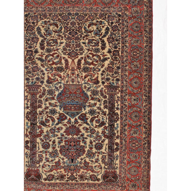 Early 20th Century Antique Persian Isphahan Rug - 4′7″ × 6′7″ For Sale - Image 4 of 7