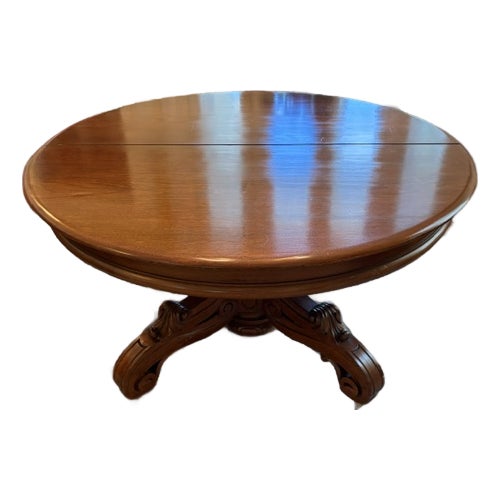 Circa 1865 Rococo Walnut Dining Table and Chairs For Sale