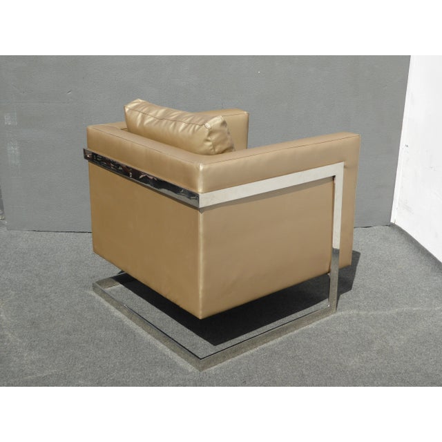 Mid Century Gold Chrome Club Chair Contemporary Modern Style For Sale - Image 10 of 11