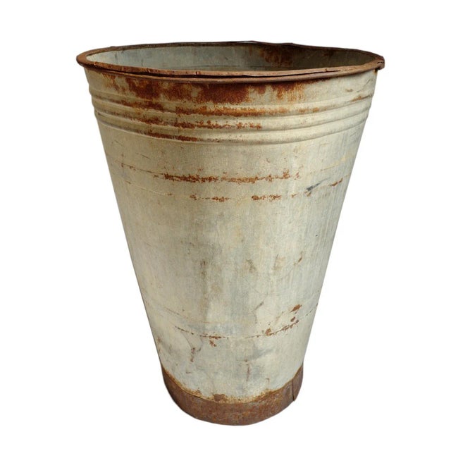 Mid 20th Century Vintage French Galvanized Bin For Sale - Image 5 of 5