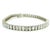 Crafted in 18 karat white gold, this elegant tennis bracelet is set with 51 beautifully matched emerald-cut natural...