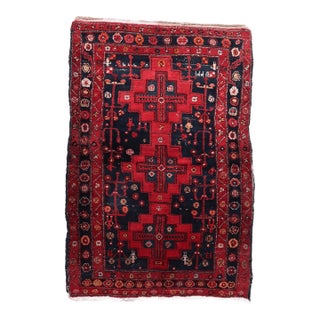 1930s, Handmade Antique Persian Hamadan Rug 4.6' X 6.7' For Sale