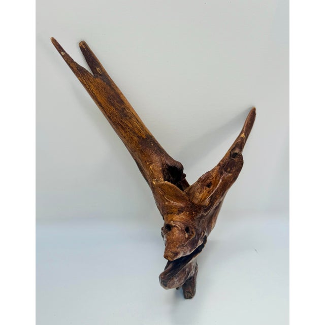 Brown Vintage Organic Driftwood Root Sculpture Bird Form Wood Art For Sale - Image 8 of 9