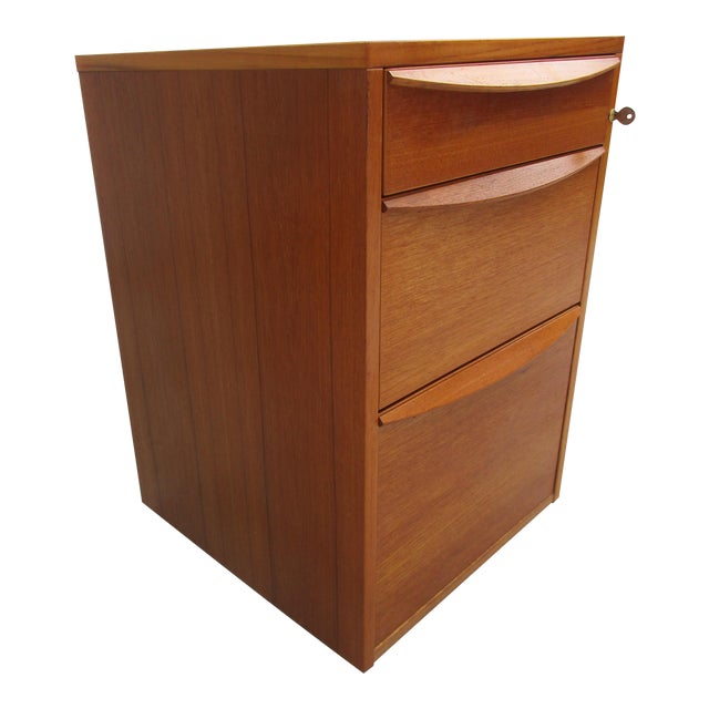 Teak Three Drawer Locking File Cabinet Danish Modern Chairish