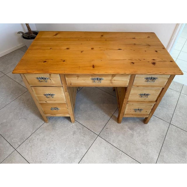 Rustic Art Nouveau Desk Secretaire in Softwood, 1920s For Sale - Image 10 of 13