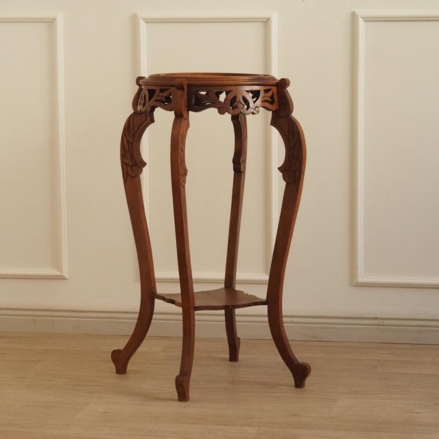 Wilhelminian Floral Column Side Table with Marble Top, 1880s For Sale - Image 13 of 13