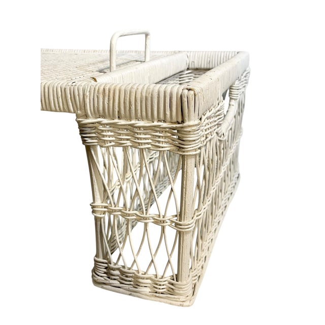 Vintage White Wicker Bed Tray With Removable Tray For Sale - Image 4 of 18