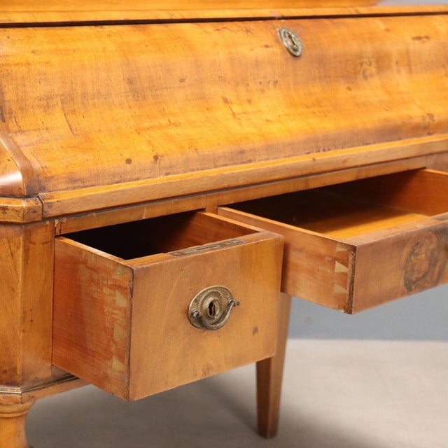 Brown Antique Writing Desk in Walnut with Leather Insert and 3 Drawers, 19th Century For Sale - Image 8 of 13