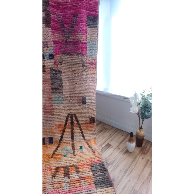 2020s Contemporary Pink Turquoise Patchwork Wool Moroccan Rug For Sale - Image 5 of 17