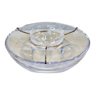 Asprey London Crystal & Sterling Silver Caviar Server Set W/ Box For Sale