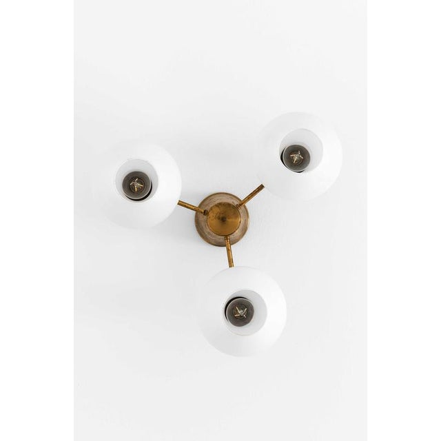 Ceiling Lamp in Brass and Opaline Glass attributed to Hans Bergström, 1940s For Sale - Image 3 of 10