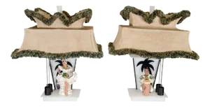 Ceramic Conga Player & Dancer Figure Moss Lamps - A Pair