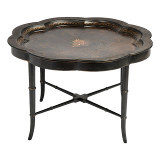 Antique English Regency Style Paper Mache and Lacquer Tray Table For Sale