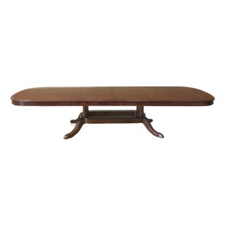 Extending Dining Table Seats 10-14 People Walnut Finished Dining Table With Hyedua Crown Veneer by Theodore Alexander & Stephen Church For Sale