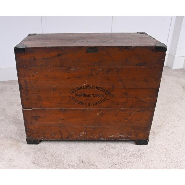 Antique Military Campaign Pine Chest from Holloway and Son, 1880s For Sale - Image 9 of 14