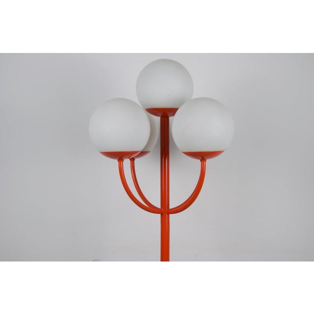 Metal Mid-Century Red and Opaline Glass Floor Lamp by Kaiser, Germany, 1960s For Sale - Image 7 of 13