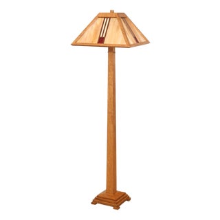 Ppl Fine Woodworking Mission Oak and Stained Glass Floor Lamp For Sale