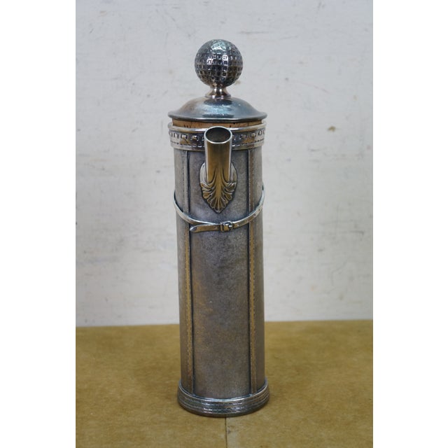 Metal Rare Antique 1921 George Berry Derby Silverplated Golf Bag Cocktail Shaker 13" For Sale - Image 7 of 16