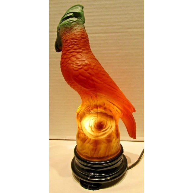 Rare Original Tiffin Art Deco Glass Parrot Table Lamp Circa 1930s For Sale In Miami - Image 6 of 13