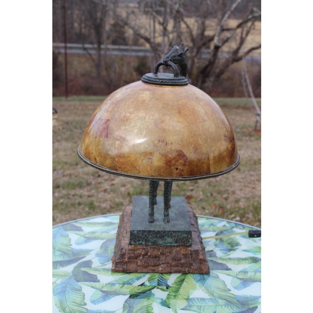 Maitland-Smith Bronze Giraffe Lamp With a Penshell Shade For Sale - Image 6 of 18
