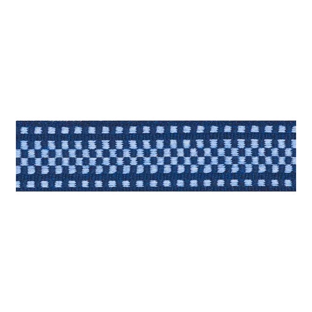 Sample - Schumacher Marta Tape Indoor/Outdoor in Chambray & Navy For Sale