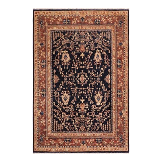 Shabby Chic Ziegler Blue Brown Hand-Knotted Wool Rug - 8'3'' X 9'8'' For Sale