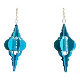 Modern Pierced Moroccan Pendant Lights, Pair For Sale