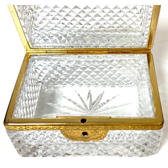 Glass Late 19th C French Fire Gilt Ormolu Cut Glass Table Box, Attributed to Baccarat For Sale - Image 7 of 18