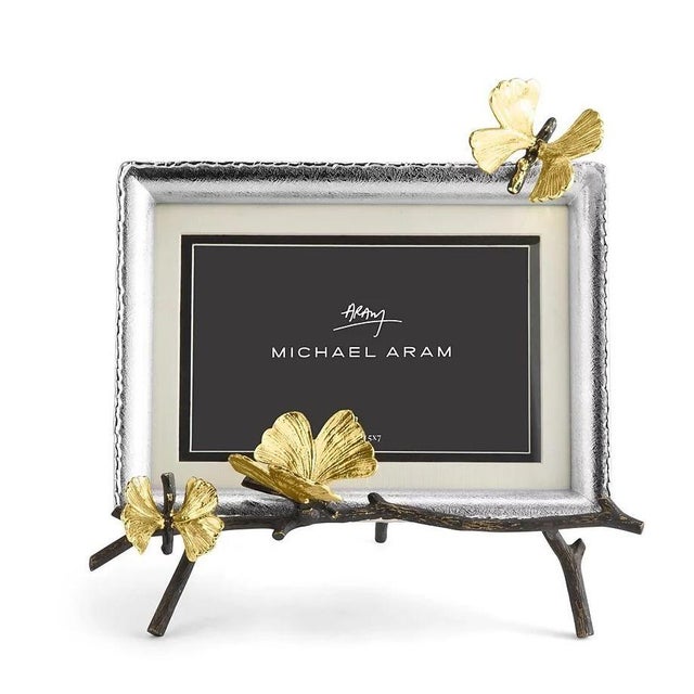 Contemporary Michael Aram Butterfly Ginkgo Easel Photo Frame For Sale - Image 3 of 12