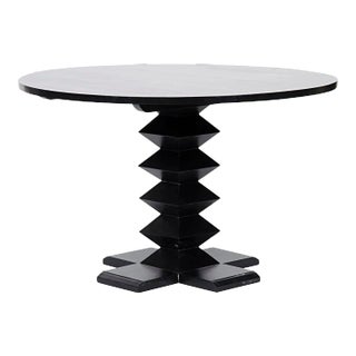 NOIR Zig-Zag Base Dining Table, 48", Hand Rubbed Black For Sale
