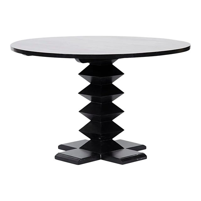 NOIR Zig-Zag Base Dining Table, 48", Hand Rubbed Black For Sale
