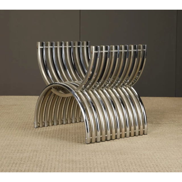 1970s Italian Chrome Sculptural Table Base, Modernist Dining or Coffee Table Base, Mid Century Modern Architectural Pedestal Base For Sale In Los Angeles - Image 6 of 14