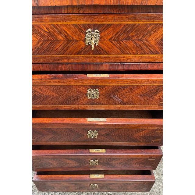 19th C. French Transitional 5-Drawer Chest With Brocatelle Jaune Marble Top For Sale - Image 9 of 13